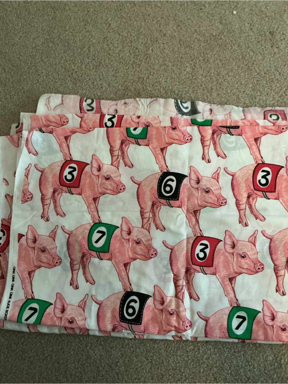 Joe Boxer Oink Oink Oink Pigs Pattern Fabric 1991